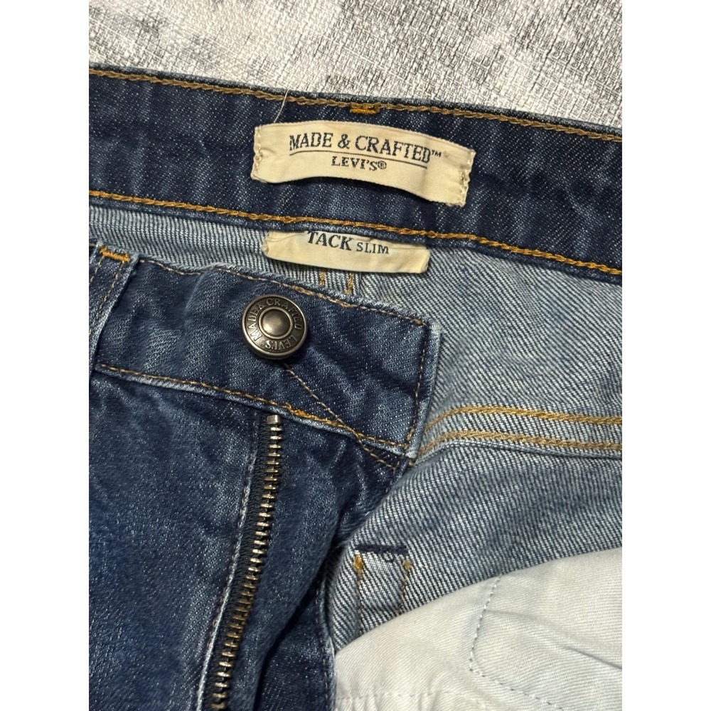 Levi's Made Crafted Tack Slim Dark Wash Denim Jeans Men's W31 L32 Blue Tab - Picture 3 of 8
